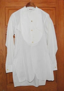 Antique 1920's Collarless Men's Broadcloth Long Sleeve Dress Shirt Mac-Hurdle - Picture 1 of 13