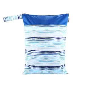 Waterproof Double Zip Wet Bag Blue Waves 30x40cm - Picture 1 of 1
