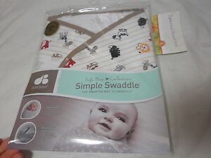 New Just Born Cotton Simple Swaddle ~ Safe Sleep ~ Safari Animals ~ 0-6 Month