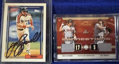 JEFF BAGWELL Autograph Hand Signed 80 Baseball Rookie Card Game Used Jersey Lot - Image 1 of 4