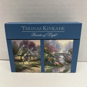 Thomas Kinkade Boxed Dual Deck Playing Cards Stillwater Bridge & Teacup Cottage - Picture 1 of 9
