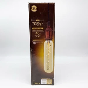 GE Vintage Style LED T20 Light Bulb Warm Candle Light Amber Glass 40W Med Base - Picture 1 of 4
