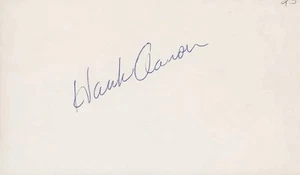 Hank Aaron Baseball Signed Auto Autograph 3 x 5 Index Card w COA - Picture 1 of 2