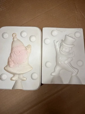 Ceramic Slip Mold Ornaments Vintage Santa/snowman - Image 1 of 4