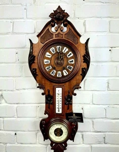 Antiguo Reloj de Pared Francés Barómetro Termómetro 30.7" Samuel Marti & Cie Decoración - Imagen 1 de 7