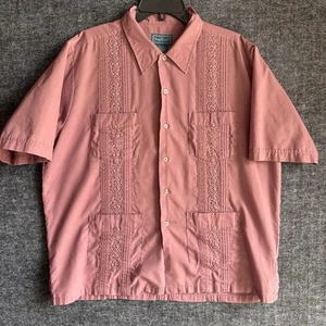 TropiCool Guayabera Zigarrenhemd Herren Large koralle plissiert + bestickt Knopfleiste - Bild 1 von 10