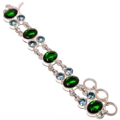 Brazalete Joyería Cuarzo Esmeralda (Simulado) Chapado en Plata 7-7.99" TB757 Foto 1 de 3