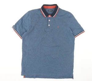 Jack & Jones Men's Blue Polo Shirt 2XL Short Sleeve Cotton - Picture 1 of 12