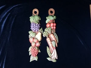 Vintage Syroco Fruit & Vegetable Fork & Spoon Wall Decor 1976 Retro MCM - Picture 1 of 6