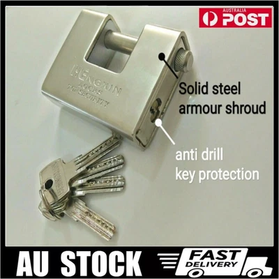 90mm Padlock Container Monoblock Garage Trailer Lock Box ShutterRectangular lock - image 1 of 4