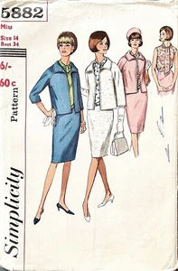 SIMPLICITY 5882 1960’s Blouse, Jacket & Skirt Sewing Pattern. Size 14 - B34”. - Picture 1 of 2