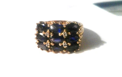 Juego de anillos de zafiro azul profundo de varias piedras en plata de ley talla 6,5 Foto 1 de 4