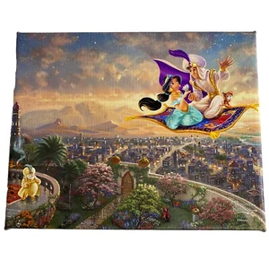 Thomas Kinkade Disney Aladdin Jasmine Flying Carpet 8″x10″ Wrapped Canvas - Picture 1 of 8