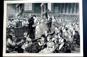 Church Wedding 1873 FASHIONABLE VICTORIANS GETTING MARRIED on FIFTH AVENUE NYC - Picture 1 of 10