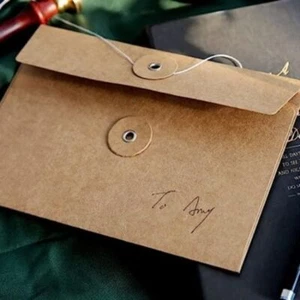Knopf Postkarte Hochzeit Umschlag taschen Braun Vintage Kraft papier Einladung - Bild 1 von 12