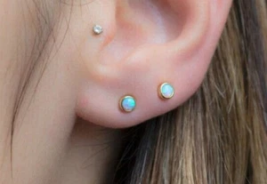 Silver Plated Brass Opalite Stud Post Earrings - Picture 1 of 4