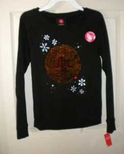 NWT  MUSICAL.LY GIRLS SZ L (14) BLACK SWEATSHIRT WINTER REVERSIBLE SEQUINS - Picture 1 of 3