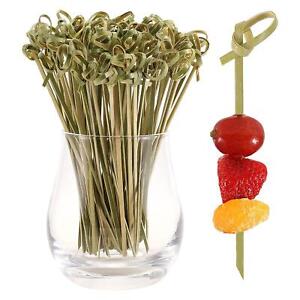 100pcs Bamboo Heart Bead Fruit Cocktail Picks Sticks 12cm Toothpick n Decor Y2V5