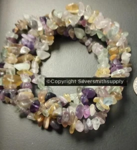 Natural tri-colored fluorite chip beads create necklaces bracelets jewelry BS345 - Picture 1 of 3