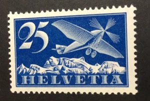 AOP Switzerland #C5a 923-25 Airmail 25c Grill Paper/ Gum Mint Never Hinged - Picture 1 of 3