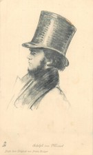Portrait of German Realist artist Adolph Menzel by Franz Kruger 1914 postcard