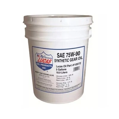Lucas Oil 1 Pail SAE 75W-90 Pure Synthetic Gear Oil 10072 - Изображение 1 из 3