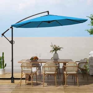 10Ft Patio Umbrellas Offset Outdoor Umbrella Cantilever Hanging Umbrellas W/Infi - Picture 1 of 12