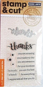 Thanks Hero Arts Clear Stamp & Cut Thin Metal Die Set DC152 NEW! - Picture 1 of 3
