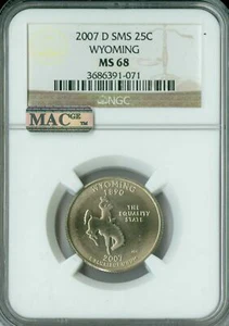 2007 D WYOMING QUARTER NGC MS68 SMS PQ 2ND FINEST LOW POP MAC SPOTLESS 1 FINER * - Picture 1 of 2