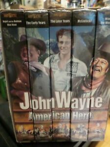 Lot 5 Boxed VHS tapes - John Wayne - American Hero - series 5    NEW