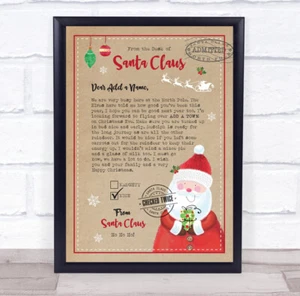 Christmas Nice List from Santa Kraft Brown Letter Certificate Award Print - Picture 1 of 1