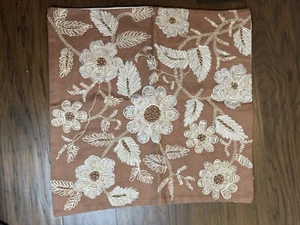 Pottery Barn Corin Embroidered Pillow Cover Rosewood 20”x20” NWT - Picture 1 of 2