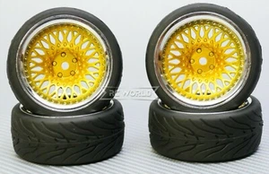 RC Auto 1/10 STREET WHEELS 9MM Offset GOLD Mesh Chrome LIP *4pcs* - Bild 1 von 4