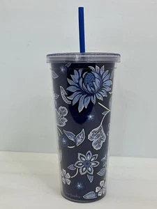 Vera Bradley Floral Bursts Doble Pared Vaso de Viaje con Tapa y Pajita 24 OZ - Imagen 1 de 4