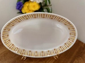 Vintage Syralite Syracuse China Honeycomb Platter Mid-Century Mustard Geometric - Picture 1 of 3