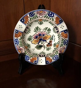 Vintage Delft Holland Pottery Multicolored Floral Ashtray 4 3/4” Signed Nice! - Picture 1 of 12