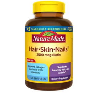 Nature Made Hair, Skin, and Nails with Biotin 2500 mcg - 120 Softgels | Dietary - Picture 1 of 8