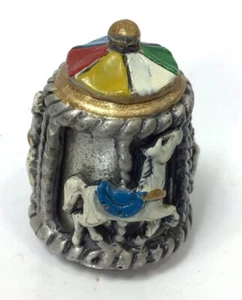 Vintage Carousel Thimble; ENESCO Spinning Horse Carousel Thimble - Picture 1 of 3