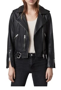 #231 ALLSAINTS Balfern Leather Biker Jacket Size 8 US RETAIL $569 - Picture 1 of 8