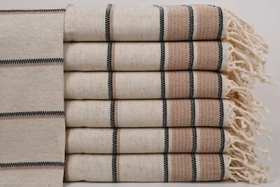 Toalla de plato de boda, toalla de plato de algodón, toalla marrón, toalla a rayas, 20"x40" Foto 1 de 4