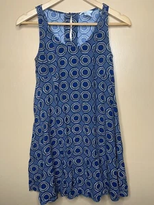 H&M Women's Size 4 Blouse Scoop Neck Blue Geometric Sleevelss Tunic - Picture 1 of 18