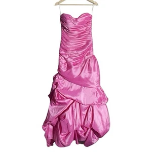 Y2K Tiffany Designs Pink Prom Dress Gown Size 4 Sweetheart Ruched Asymmetrical - Picture 1 of 17