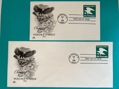 US Stamps SC# U607 Eagle D-Rate 22c stamped envelopes FDC's 1985 - Image 1 of 2