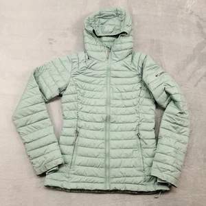 Columbia Jacket Womens XS Omni-Heat Hooded Puffer Green Insulated White Out II - Picture 1 of 21