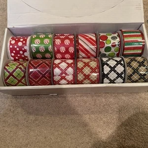 Christmas Ribbon 12 Rolls 2.5 Inch X 10 Yards High End Ribbon - Picture 1 of 4