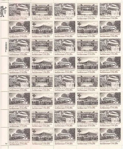 US Stamp - 1982 Architecture - 40 Stamp Sheet - Scott #2019-22 - Picture 1 of 1
