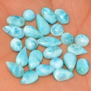 24 Pcs 60 Cts Natural Blue Larimar Cabochon Loose Gemstone Lot 10x5 5x5mm #15567 - Picture 1 of 6