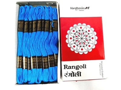 Rangoli Threads  Cross Stitch Stranded Cotton Thread Floss Hand Embroidery Blue - Image 1 of 3