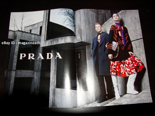 PRADA 2 PAGINE STAMPA ANNUNCIO autunno 2014 MICA ARGANARAZ Karl Kolbitz STEVEN MEISEL