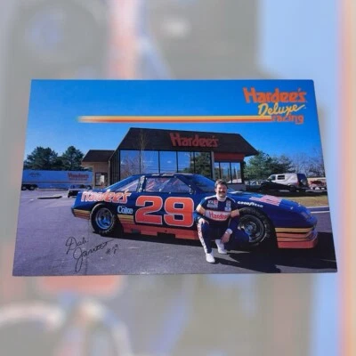 Dale Jarrett VINTAGE NASCAR HOFer autographed photo 1989 HARDEES PONTIAC #28 - Image 1 of 2